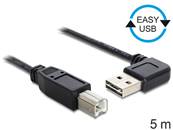 Câble EASY-USB 2.0 Type-A mâle coudé vers la gauche / droite > USB 2.0 Type-B mâle 5 m