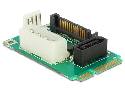 Convertisseur MiniPCIe mSATA > 1 x SATA 7 broches femelle + alimentation