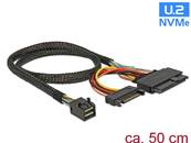 Câble SFF-8643 mâle > U.2 SFF-8639 femelle + alimentation SATA 50 cm