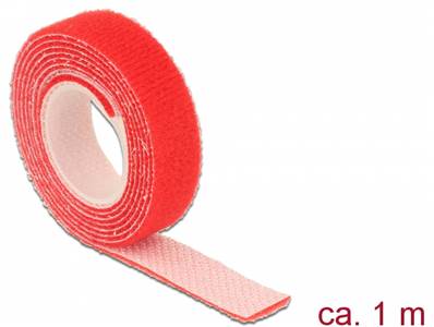 Fermetures par velcro L 1 m x l 13 mm rouleau rouge