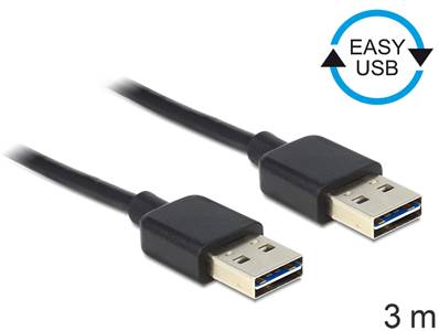 Câble EASY-USB 2.0 Type-A mâle > EASY-USB 2.0 Type-A mâle 3 m noir