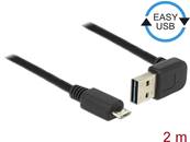 Câble EASY-USB 2.0 Type-A mâle coudé vers le haut / bas > USB 2.0 Type Micro-B mâle 2 m