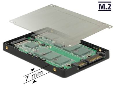 Convertisseur 2.5" SATA à 22 broches > 2 x M.2 avec RAID avec boîtier