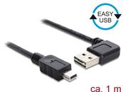 Câble EASY-USB 2.0 Type-A mâle coudé vers la gauche / droite > USB 2.0 Type Mini-B mâle 1 m