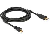 Câble mini Displayport 1.2 mâle avec vis > HDMI mâle 4K actif noir 3 m