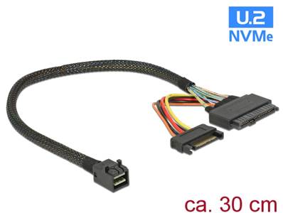 Câble SFF-8643 mâle > U.2 SFF-8639 femelle + alimentation SATA 30 cm