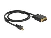 Câble mini Displayport 1.2 mâle avec vis > DVI mâle 4K actif noir 1 m