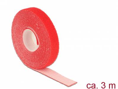 Fermetures par velcro L 3 m x l 13 mm rouleau rouge