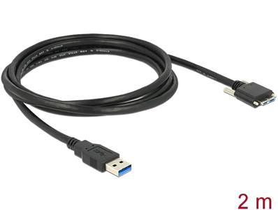 Câble USB 3.0 type A mâle > USB 3.0 type Micro-B mâle avec vis 2 m