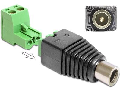 Adaptateur CC 5,5 x 2,1 mm femelle > Bornier 2 broches 2 pièces