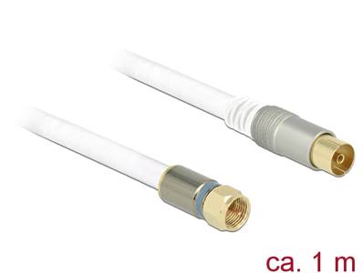 Câble d’antenne F mâle > IEC mâle RG-6/U quad shield 1 m blanc Premium