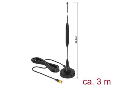 Antenne GSM mâle SMA 3.5"dBi fixe omnidirectionnelle avec base magnétique et câble de connexion (RG-