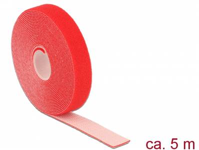 Fermetures par velcro L 5 m x l 20 mm rouleau rouge