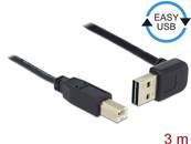 Câble EASY-USB 2.0 Type-A mâle coudé vers le haut / bas > USB 2.0 Type-B mâle 3 m