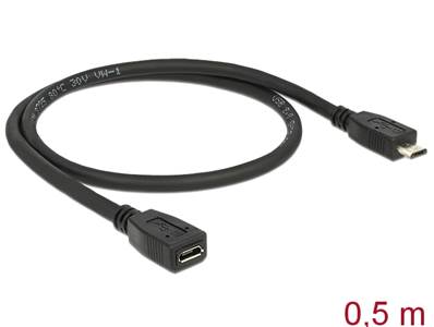 Câble d'extension USB 2.0 Micro-B mâle > USB 2.0 Micro-B femelle 0,5 m