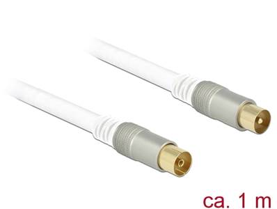 Câble d’antenne IEC mâle > IEC femelle RG-6/U quad shield 1 m blanc Premium