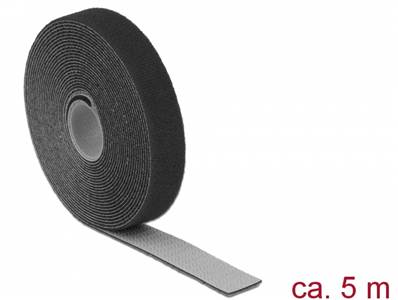 Fermetures par velcro L 5 m x l 20 mm rouleau noire