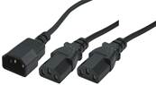 Rallonge alimentation en Y IEC C14 -> 2x IEC 13 M/F/F 1.80m