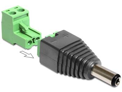 Adaptateur CC 5,5 x 2.5 mm mâle > Bornier 2 broches 2 pièces