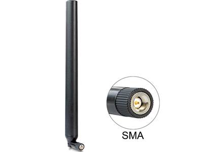 Antenne LTE SMA mâle 0,1 - 4,5 dBi omnidirectionnelle avec jonction inclinable noir