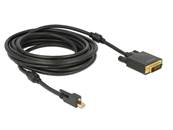 Câble mini Displayport 1.2 mâle avec vis > DVI mâle 4K actif noir 5 m