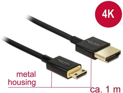 Câble HDMI haute vitesse avec Ethernet - HDMI-A mâle > HDMI Mini-C mâle 3D 4K 1 m Fin Haut de gamme