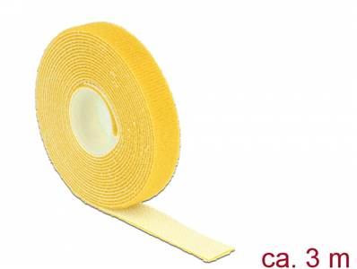 Fermetures par velcro L 3 m x l 13 mm rouleau jaune