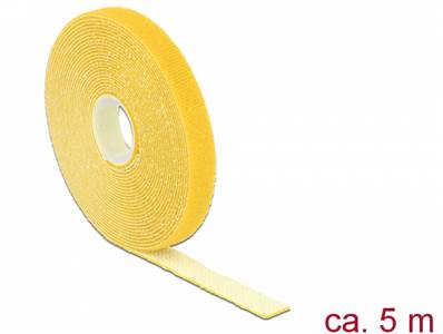 Fermetures par velcro L 5 m x l 13 mm rouleau jaune