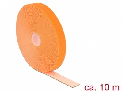 Fermetures par velcro L 10 m x l 20 mm rouleau orange