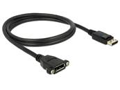 Câble Displayport 1.2 mâle > Displayport femelle à montage sur panneau 4K 60 Hz 1 m