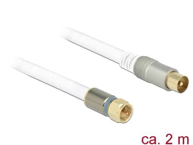 Câble d’antenne F mâle > IEC mâle RG-6/U quad shield 2 m blanc Premium