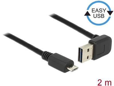 Câble EASY-USB 2.0 Type-A mâle coudé vers le haut / bas > USB 2.0 Type Micro-B mâle 2 m