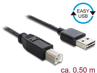 Câble EASY-USB 2.0 Type-A mâle > USB 2.0 Type-B mâle 0,5 m noir