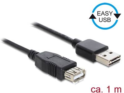 Câble d'extension EASY-USB 2.0 Type-A mâle > USB 2.0 Type-A femelle noir 1 m