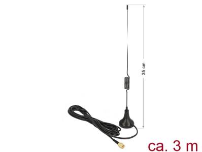 Antenne ISM 169 MHz SMA mâle 0 dBi omnidirectionnelle avec base magnétique fixe noire