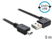 Câble EASY-USB 2.0 Type-A mâle coudé vers la gauche / droite > USB 2.0 Type Mini-B mâle 5 m