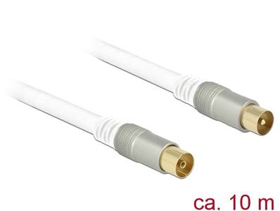 Câble d’antenne IEC mâle > IEC femelle RG-6/U quad shield 10 m blanc Premium