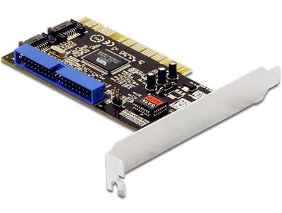 Carte PCI > 2 x internes SATA 1,5 Go/s + 1 x interne IDE