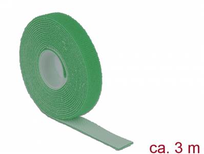 Fermetures par velcro L 3 m x l 13 mm rouleau vert