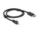 Câble mini Displayport 1.2 mâle avec vis > Displayport mâle 4K noir 1 m
