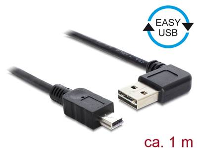 Câble EASY-USB 2.0 Type-A mâle coudé vers la gauche / droite > USB 2.0 Type Mini-B mâle 1 m