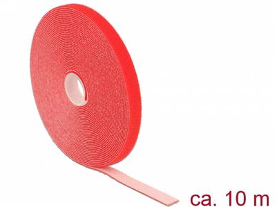 Fermetures par velcro L 10 m x l 13 mm rouleau rouge