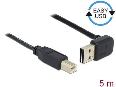 Câble EASY-USB 2.0 Type-A mâle coudé vers le haut / bas > USB 2.0 Type-B mâle 5 m