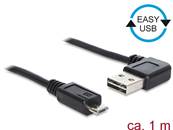 Câble EASY-USB 2.0 Type-A mâle coudé vers la gauche / droite > USB 2.0 Type Micro-B mâle 1 m