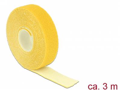 Fermetures par velcro L 3 m x l 20 mm rouleau jaune