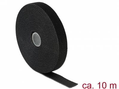 Fermetures par velcro L 10 m x l 20 mm rouleau noire