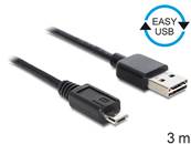 Câble EASY-USB 2.0 Type-A mâle > USB 2.0 Type Micro-B mâle 3 m noir