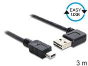 Câble EASY-USB 2.0 Type-A mâle coudé vers la gauche / droite > USB 2.0 Type Mini-B mâle 3 m