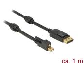 Câble mini Displayport 1.2 mâle avec vis > Displayport mâle 4K noir 1 m