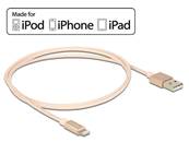 Câble d’alimentation et de transfert des données USB pour iPhone™, iPad™, iPod™ rose 1 m